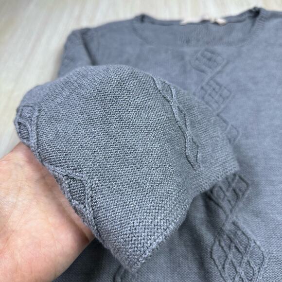 Soft Surroundings Gray Round Neck Cable Knit Warm Cozy Pullover Sweater Plus 1X - Picture 5 of 13